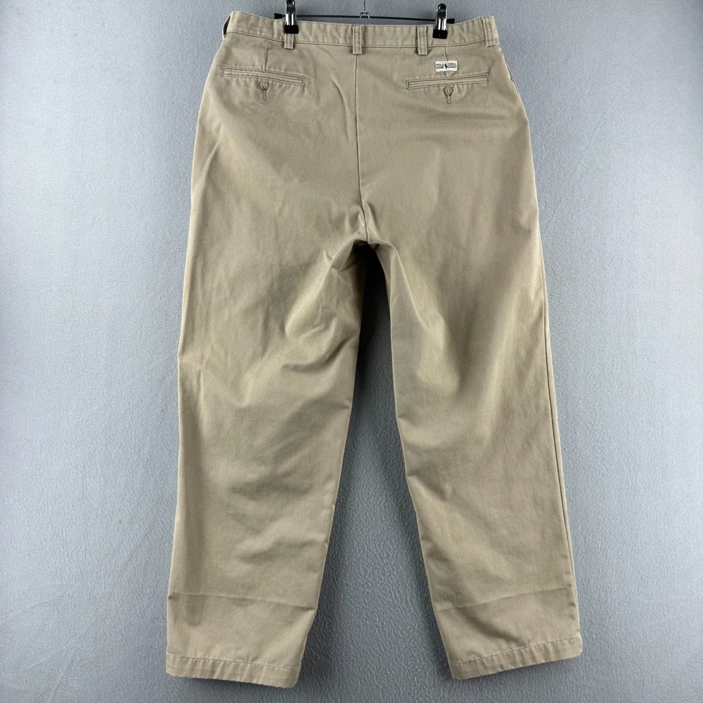 Vintage Polo Ralph Lauren Pants Mens 36x29 (Fits 34x29) Pleated Baggy Khaki